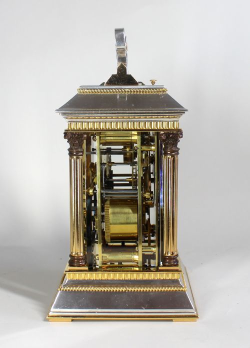 SILVER AND GILT REPEATING ALARM CARRIAGE CLOCK - ADDITIONAL PHOTO 5