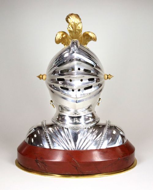 guilmet novelty desk timepiece in the shape of a knights helmet - CATEGORY: ANTIQUE CLOCKS - DATED 19TH CENTURY