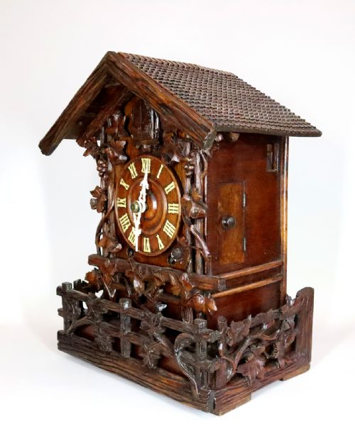 19TH CENTURY TWIN FUSEE CUCKOO TABLE CLOCK BY BEHA - ADDITIONAL PHOTO 1