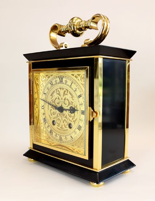 MID CENTURY PARCEL GILT AND MARBLE STRIKING BRACKET CLOCK BY LUXOR - ADDITIONAL PHOTO 1