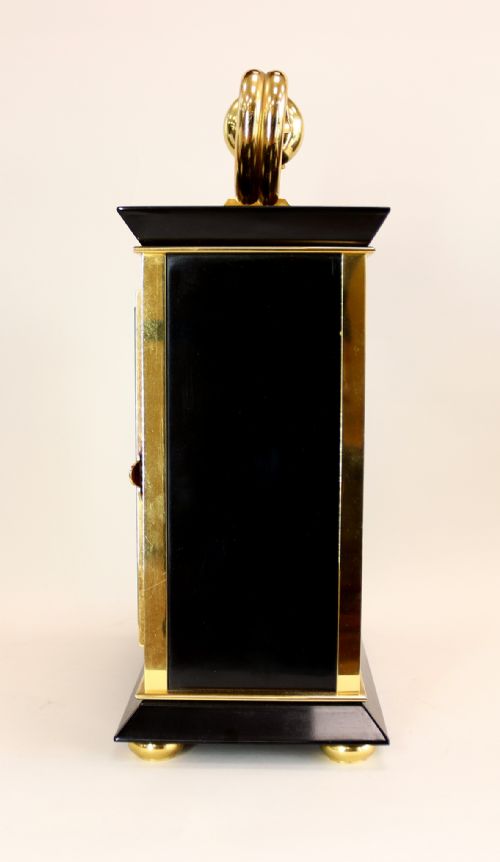 MID CENTURY PARCEL GILT AND MARBLE STRIKING BRACKET CLOCK BY LUXOR - ADDITIONAL PHOTO 2