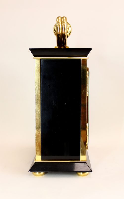 MID CENTURY PARCEL GILT AND MARBLE STRIKING BRACKET CLOCK BY LUXOR - ADDITIONAL PHOTO 4