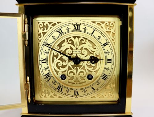 MID CENTURY PARCEL GILT AND MARBLE STRIKING BRACKET CLOCK BY LUXOR - ADDITIONAL PHOTO 7