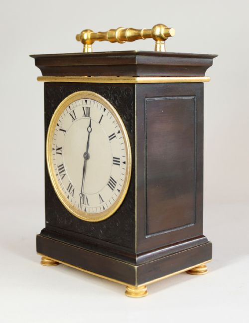 A SMALL EARLY ENGLISH CARRIAGE CLOCK - ADDITIONAL PHOTO 2