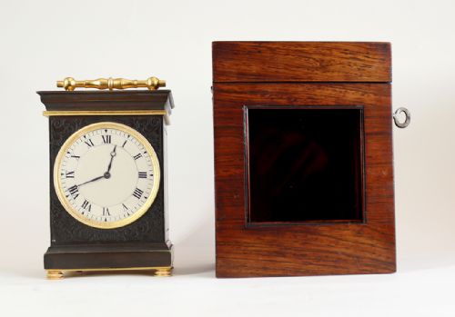 A SMALL EARLY ENGLISH CARRIAGE CLOCK - ADDITIONAL PHOTO 8