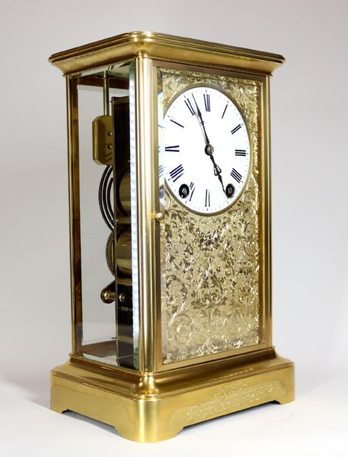FRENCH QUARTER CHIMING FOUR GLASS MANTEL CLOCK - ADDITIONAL PHOTO 6