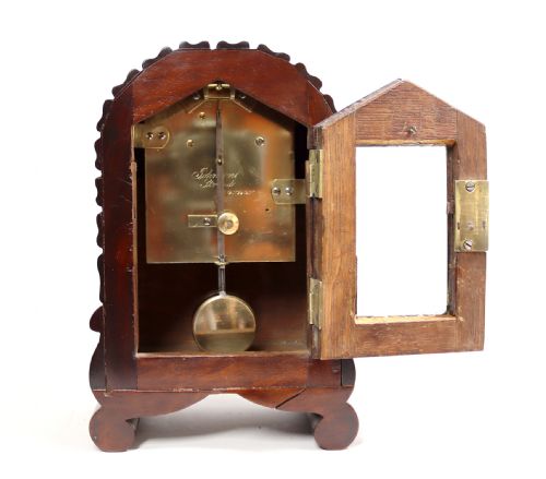 MINIATURE SINGLE FUSEE BRACKET CLOCK BY WILLIAM JOHNSTON STRAND LONDON - ADDITIONAL PHOTO 3