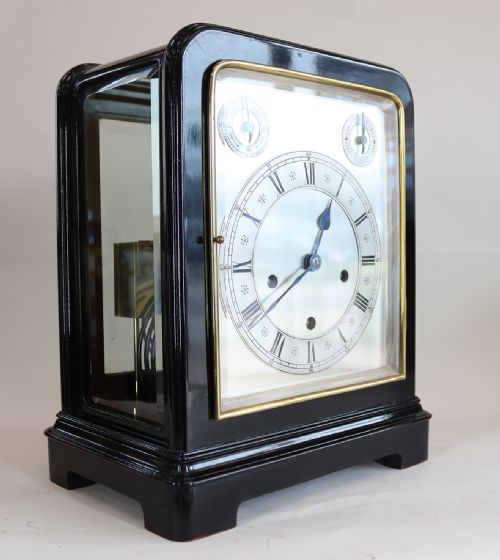 EBONISED QUARTER CHIMING 5 GLASS BRACKET CLOCK - ADDITIONAL PHOTO 8