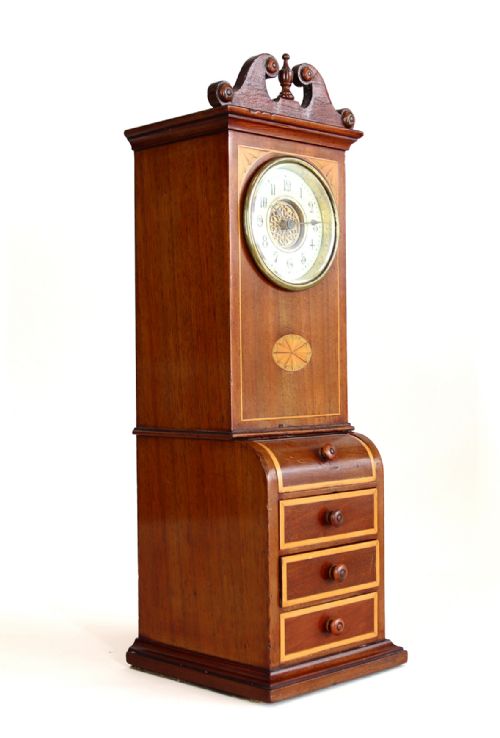 A MINIATURE BUREAU WITH FRENCH TIMEPIECE AND DRAWERS - ADDITIONAL PHOTO 8