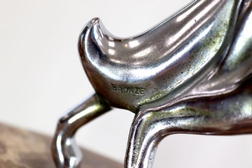 ART DECO CLOCK AND GARNITURE WITH MICHEL DECOUX SCULPTURE OF GERMAN SHEPHERD DOG - ADDITIONAL PHOTO 4