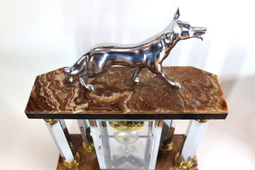 ART DECO CLOCK AND GARNITURE WITH MICHEL DECOUX SCULPTURE OF GERMAN SHEPHERD DOG - ADDITIONAL PHOTO 5