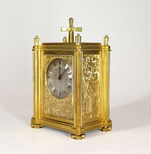 ENGLISH FUSEE CARRIAGE CLOCK BY THOMAS COLE AND JAMES FERGUSSON COLE RETAILED BY CALEB ELISHA - ADDITIONAL PHOTO 1