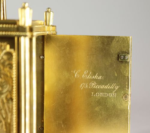ENGLISH FUSEE CARRIAGE CLOCK BY THOMAS COLE AND JAMES FERGUSSON COLE RETAILED BY CALEB ELISHA - ADDITIONAL PHOTO 6