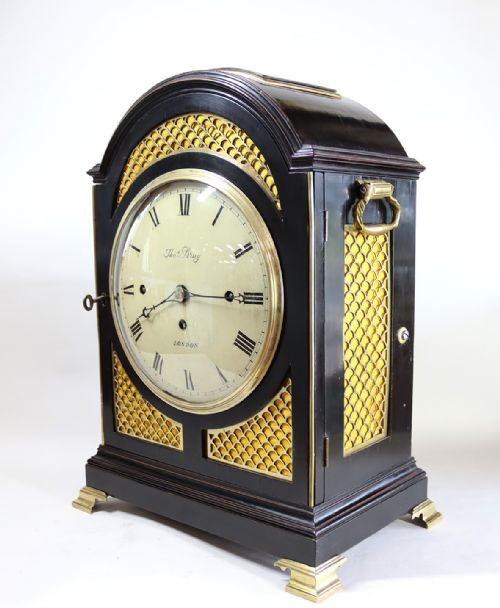 A REGENCY QUARTER CHIMING BRACKET CLOCK - ADDITIONAL PHOTO 1