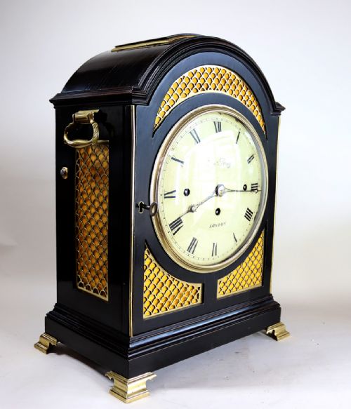 A REGENCY QUARTER CHIMING BRACKET CLOCK - ADDITIONAL PHOTO 7