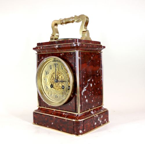 GIANT ROUGE MARBLE CARRIAGE CLOCK - ADDITIONAL PHOTO 1
