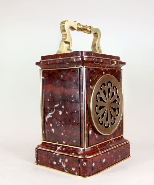 GIANT ROUGE MARBLE CARRIAGE CLOCK - ADDITIONAL PHOTO 2