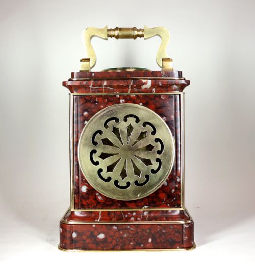 GIANT ROUGE MARBLE CARRIAGE CLOCK - ADDITIONAL PHOTO 4
