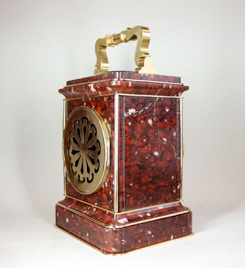 GIANT ROUGE MARBLE CARRIAGE CLOCK - ADDITIONAL PHOTO 5