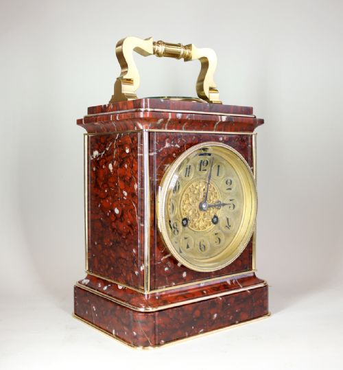 GIANT ROUGE MARBLE CARRIAGE CLOCK - ADDITIONAL PHOTO 7
