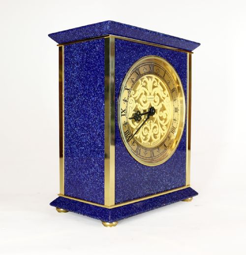 A STRIKING MANTEL CLOCK BY LUXOR IN A LAPIS BLUE AND GILT CASE - ADDITIONAL PHOTO 6