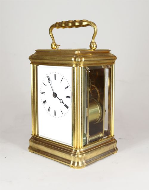 A PETIT SONNERIE CARRIAGE CLOCK IN GORGE CASE WITH ORIGINAL GILDING - ADDITIONAL PHOTO 1
