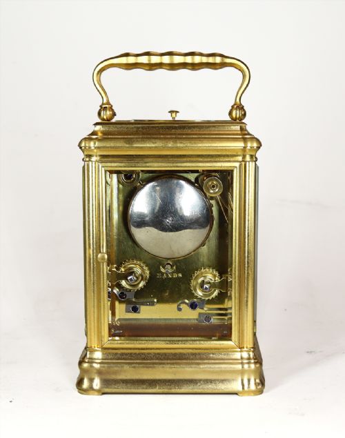 A PETIT SONNERIE CARRIAGE CLOCK IN GORGE CASE WITH ORIGINAL GILDING - ADDITIONAL PHOTO 3