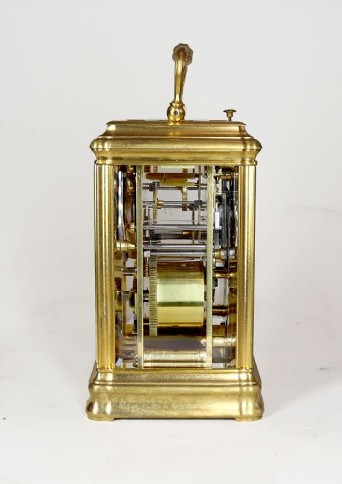 A PETIT SONNERIE CARRIAGE CLOCK IN GORGE CASE WITH ORIGINAL GILDING - ADDITIONAL PHOTO 4