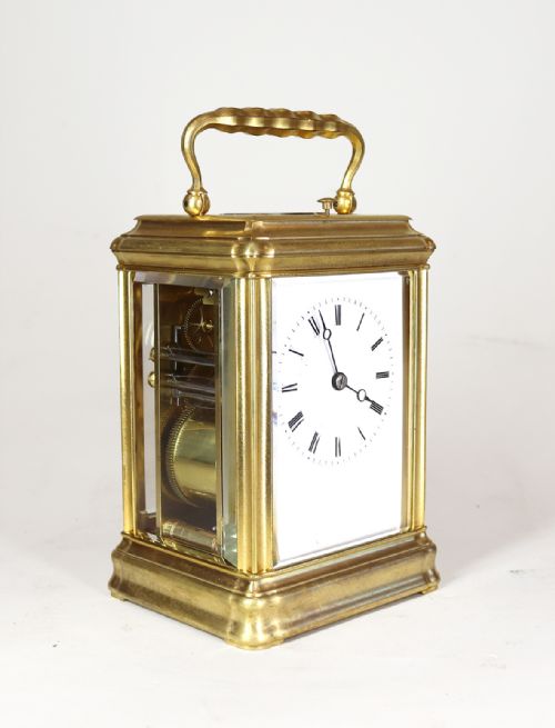 A PETIT SONNERIE CARRIAGE CLOCK IN GORGE CASE WITH ORIGINAL GILDING - ADDITIONAL PHOTO 5