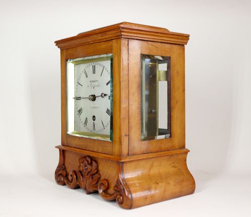 A VERY SMALL SATINWOOD LIBRARY CLOCK BY SIR JOHN BENNETT - ADDITIONAL PHOTO 1