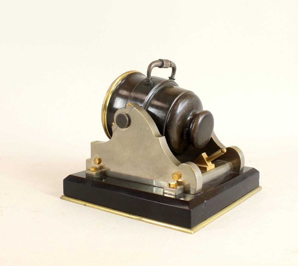 Desk Clock By Guilmet in the shape of a Mortar Gun View IV