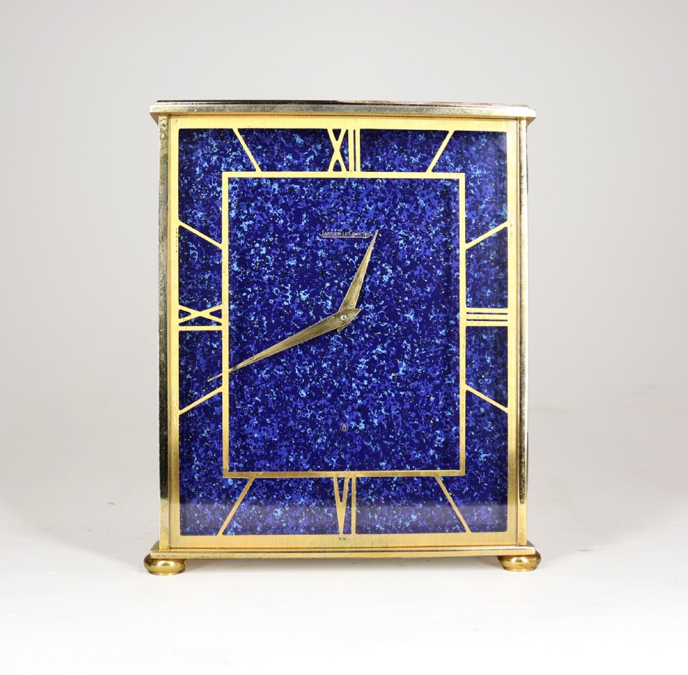 Jaeger LeCoultre Gold Plated and Enamel Mid Century Mantel Clock
