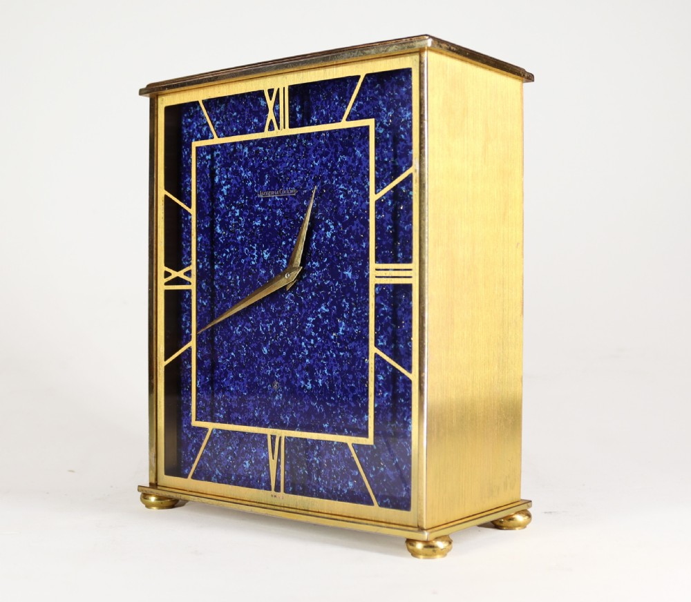 Jaeger LeCoultre Gold Plated and Enamel Mid Century Mantel Clock View II