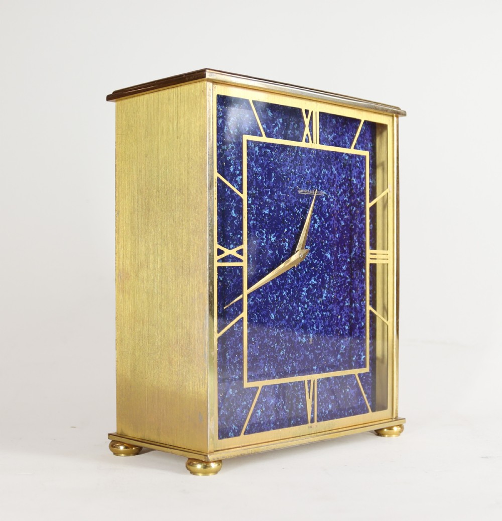 Jaeger LeCoultre Gold Plated and Enamel Mid Century Mantel Clock View VI