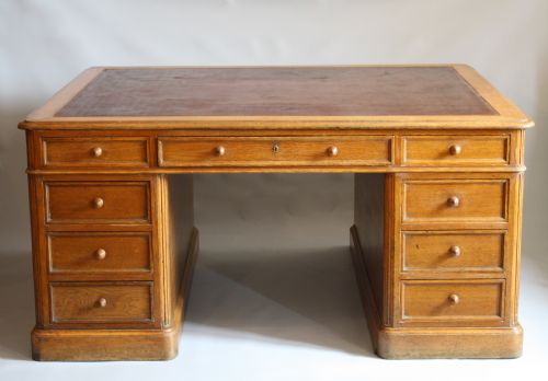 VICTORIAN GOLDEN OAK PARTNERS DESK - ADDITIONAL PHOTO 1