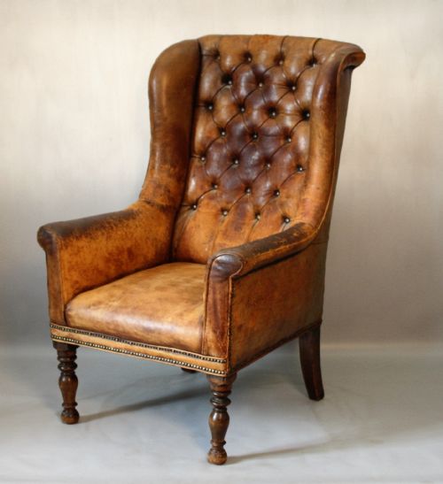 victorian leather wing chair - CATEGORY: ANTIQUE CHAIRS - DATED 1880