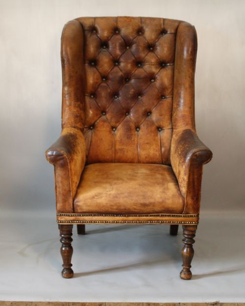 VICTORIAN LEATHER WING CHAIR - ADDITIONAL PHOTO 1