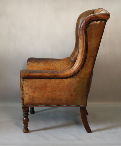 VICTORIAN LEATHER WING CHAIR - ADDITIONAL PHOTO 2