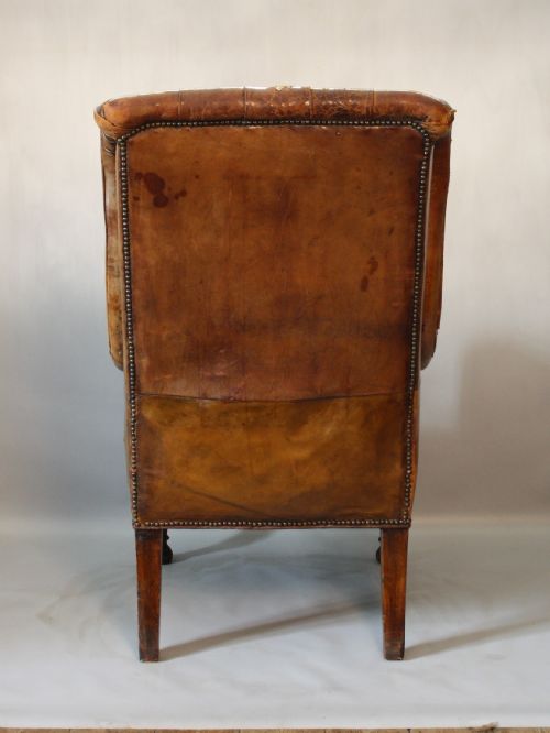 VICTORIAN LEATHER WING CHAIR - ADDITIONAL PHOTO 3