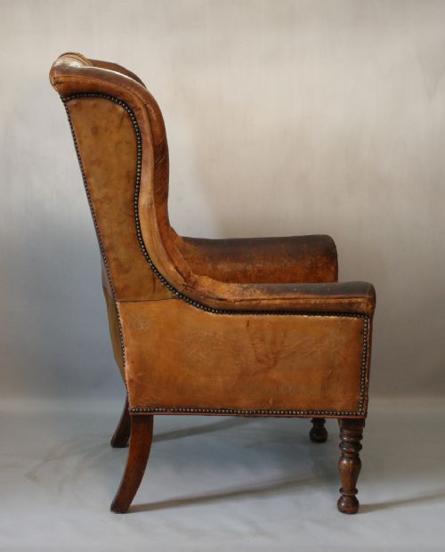 VICTORIAN LEATHER WING CHAIR - ADDITIONAL PHOTO 4