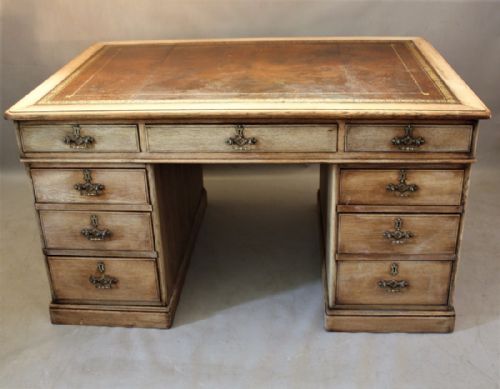 victorian bleached oak partners desk - CATEGORY: ANTIQUE DESKS - DATED 1880