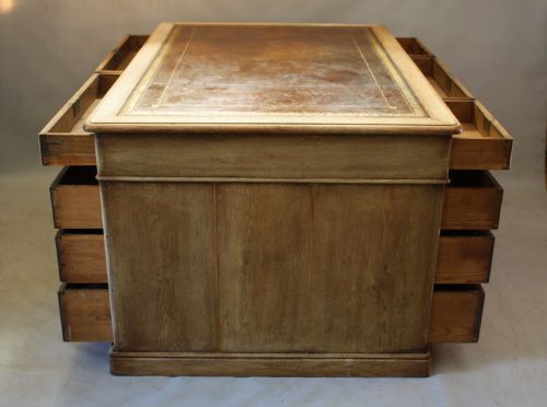 VICTORIAN BLEACHED OAK PARTNERS DESK - ADDITIONAL PHOTO 1