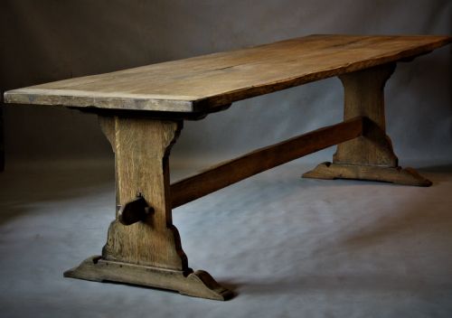 oak refectory trestle table - CATEGORY: ANTIQUE TABLES - DATED 19TH CENTURY