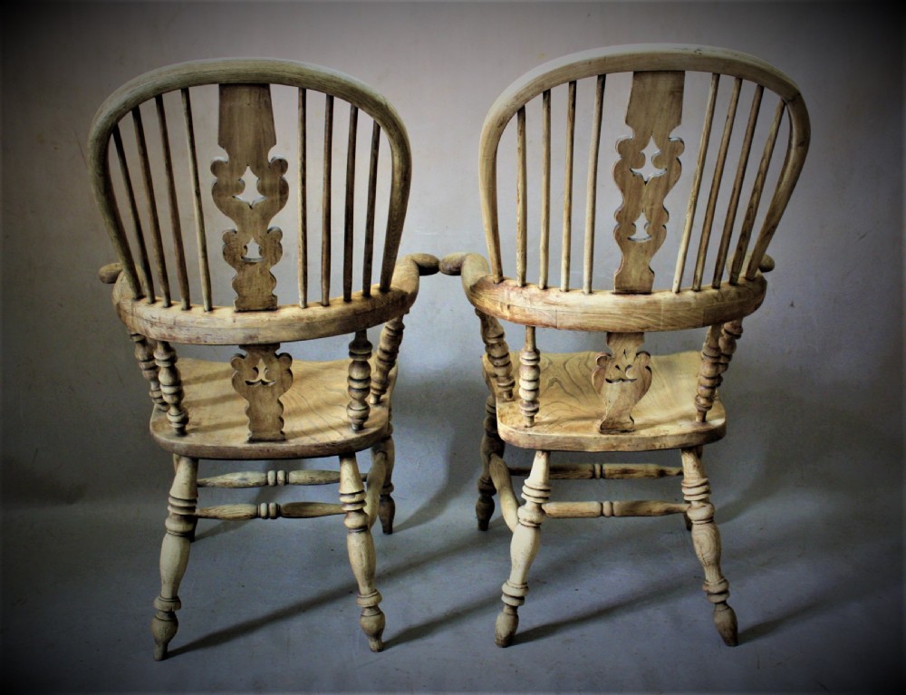 Pair of Elm Windsor Chairs View II