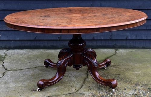 Superb Quality Victorian Burr Walnut Tilt-top Loo Table/ Dining Table, Circa 1860