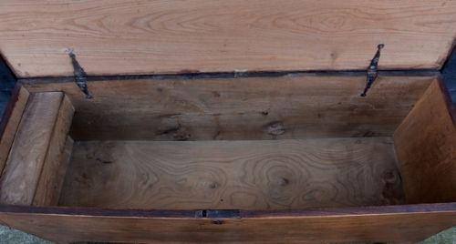 fig 1. Circa 1740-50 Elm Six Plank Chest.