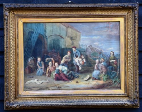 Joyful 19th Century Watercolour in Original Gilt Frame.