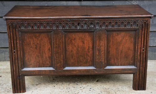 Lovely Small Proportioned 17th Century Oak Panelled Coffer.