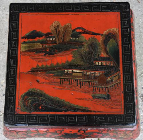 fig 1. Unusual Japanese Red Lacquered Low Table, Circa 1900-1920.