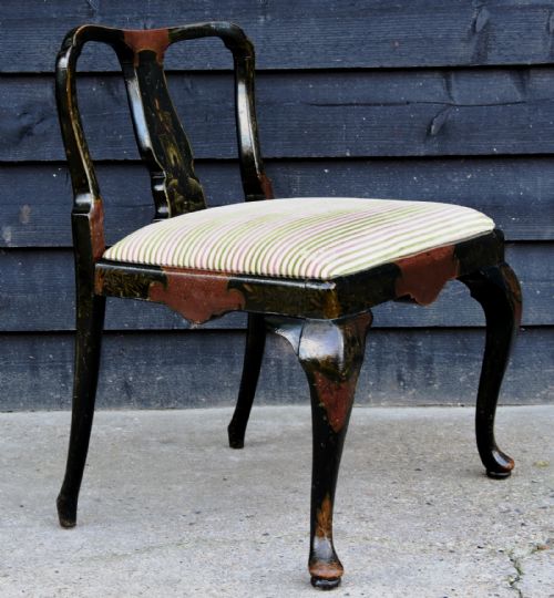 Unusual Japanese Lacquered & Hand Painted Chair, Circa 1900.